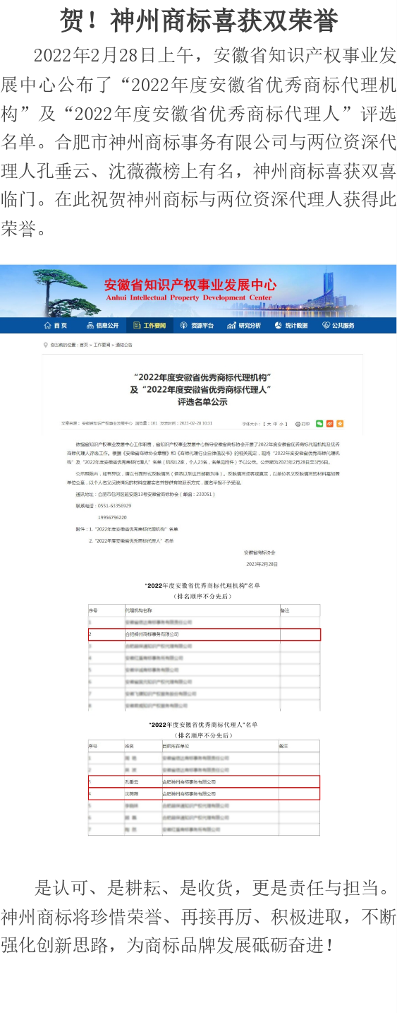 賀！神州商標(biāo)喜獲雙榮譽(yù)